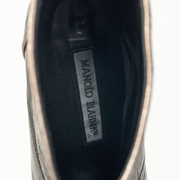 Manolo Blahnik Brown Eelskin Pointed-Toe Booties - Picture 10 of 10